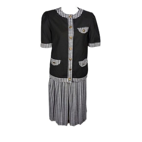 Vtg. Darian Houndstooth 2pc. Skirt Suit - Picture 1 of 9